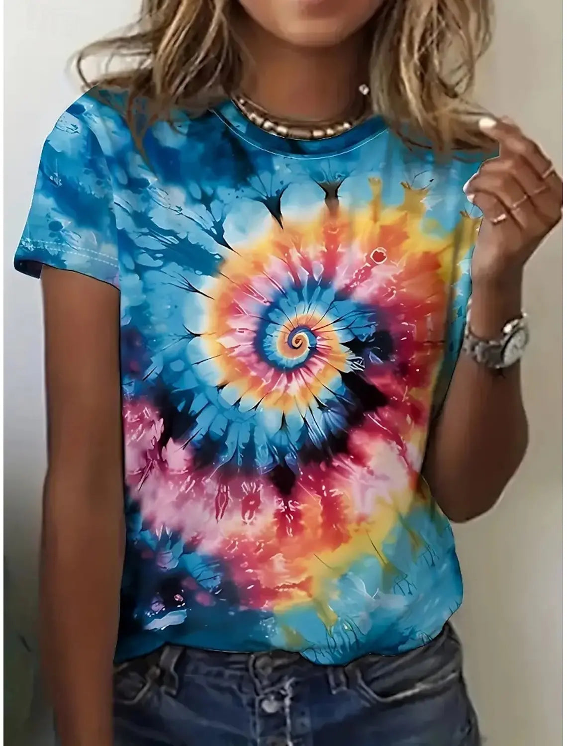 Women’s 3D Geometric Tie-Dye T-Shirt