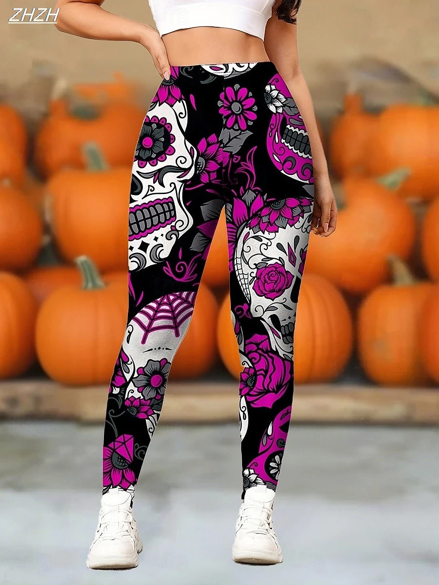 Women's Halloween Skull Print Leggings