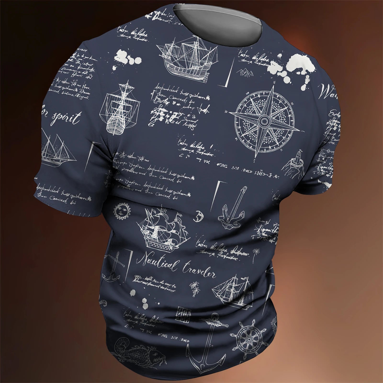 Men’s 3D Nautical Compass T-Shirt
