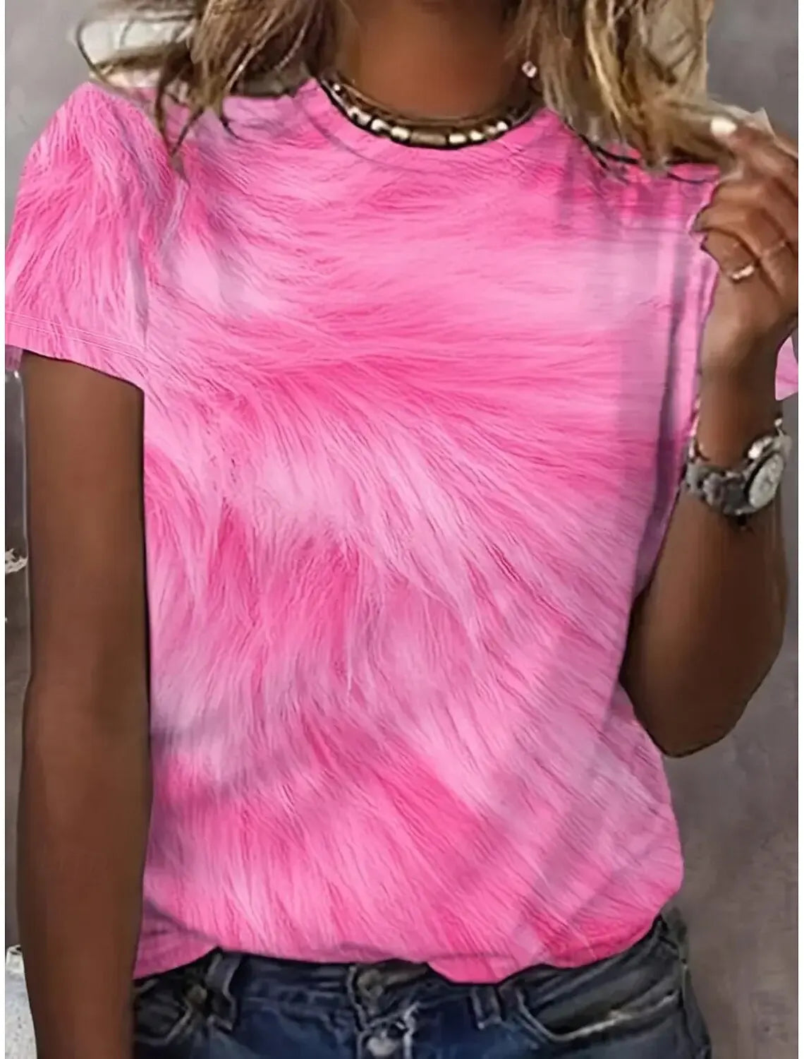 Women’s 3D Geometric Tie-Dye T-Shirt