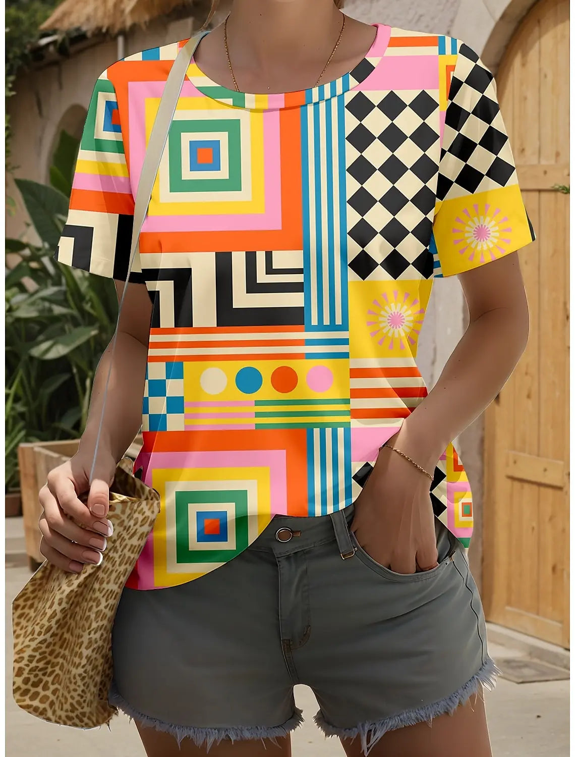 Women’s 3D Geometric Tie-Dye T-Shirt