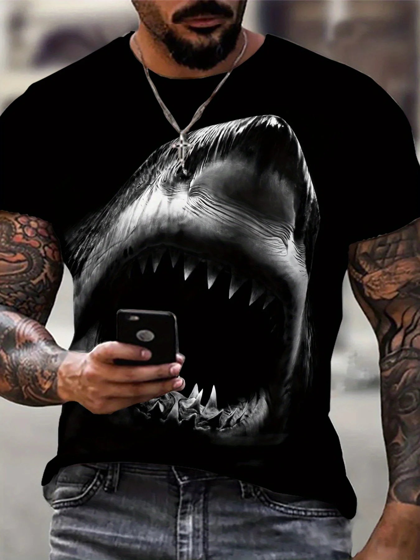 Plus Size Men’s Shark Graphic T-Shirt