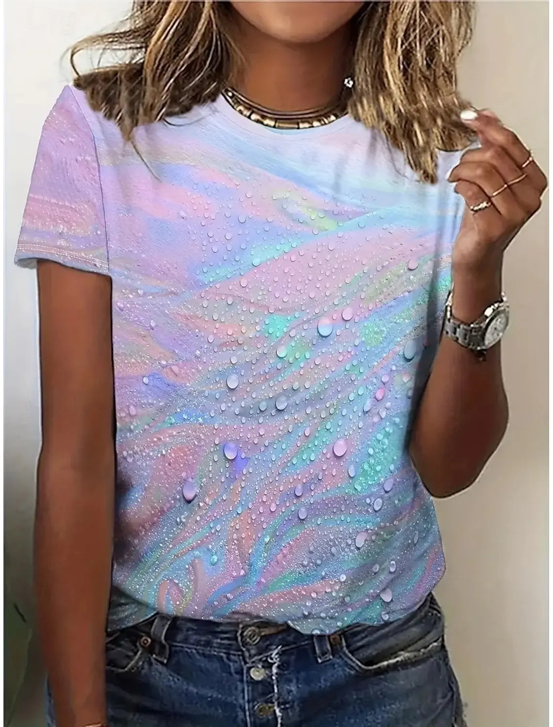 Women’s 3D Geometric Tie-Dye T-Shirt