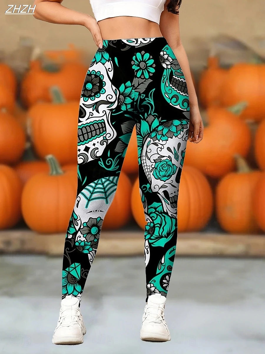 Women's Halloween Skull Print Leggings