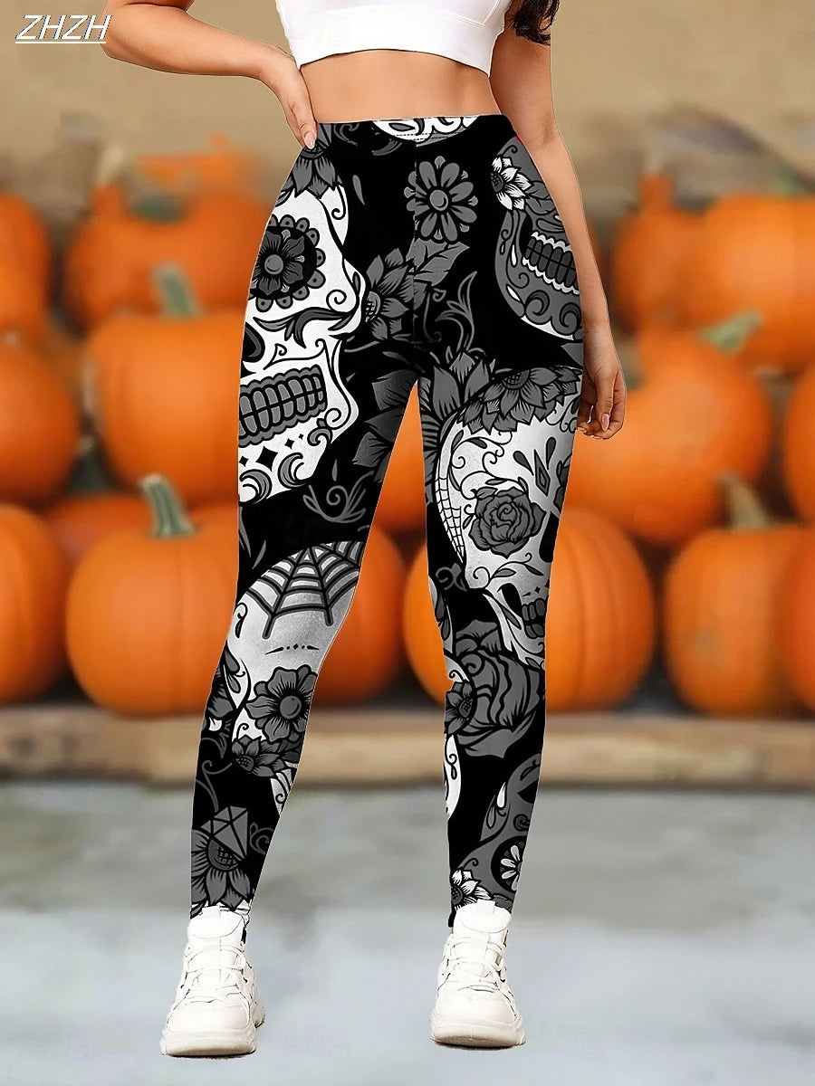 Women's Halloween Skull Print Leggings