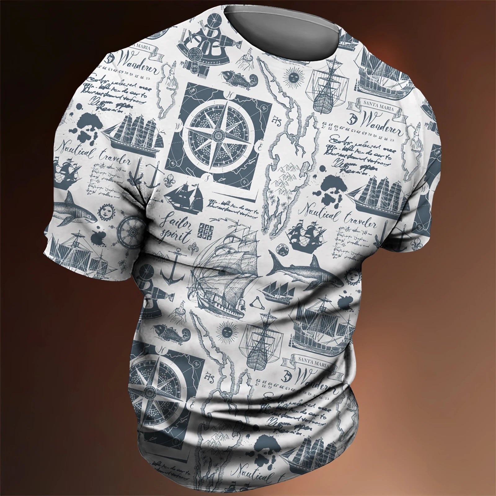 Men’s 3D Nautical Compass T-Shirt