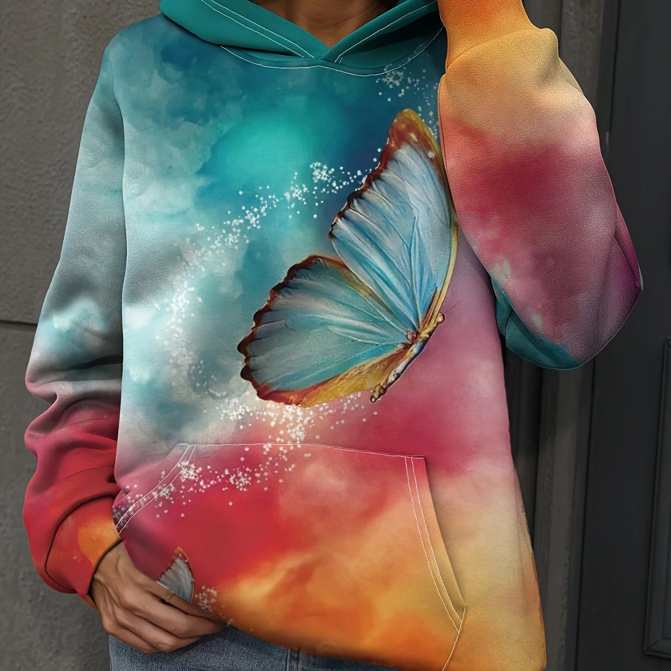 Women’s 3D Floral Butterfly Hoodie