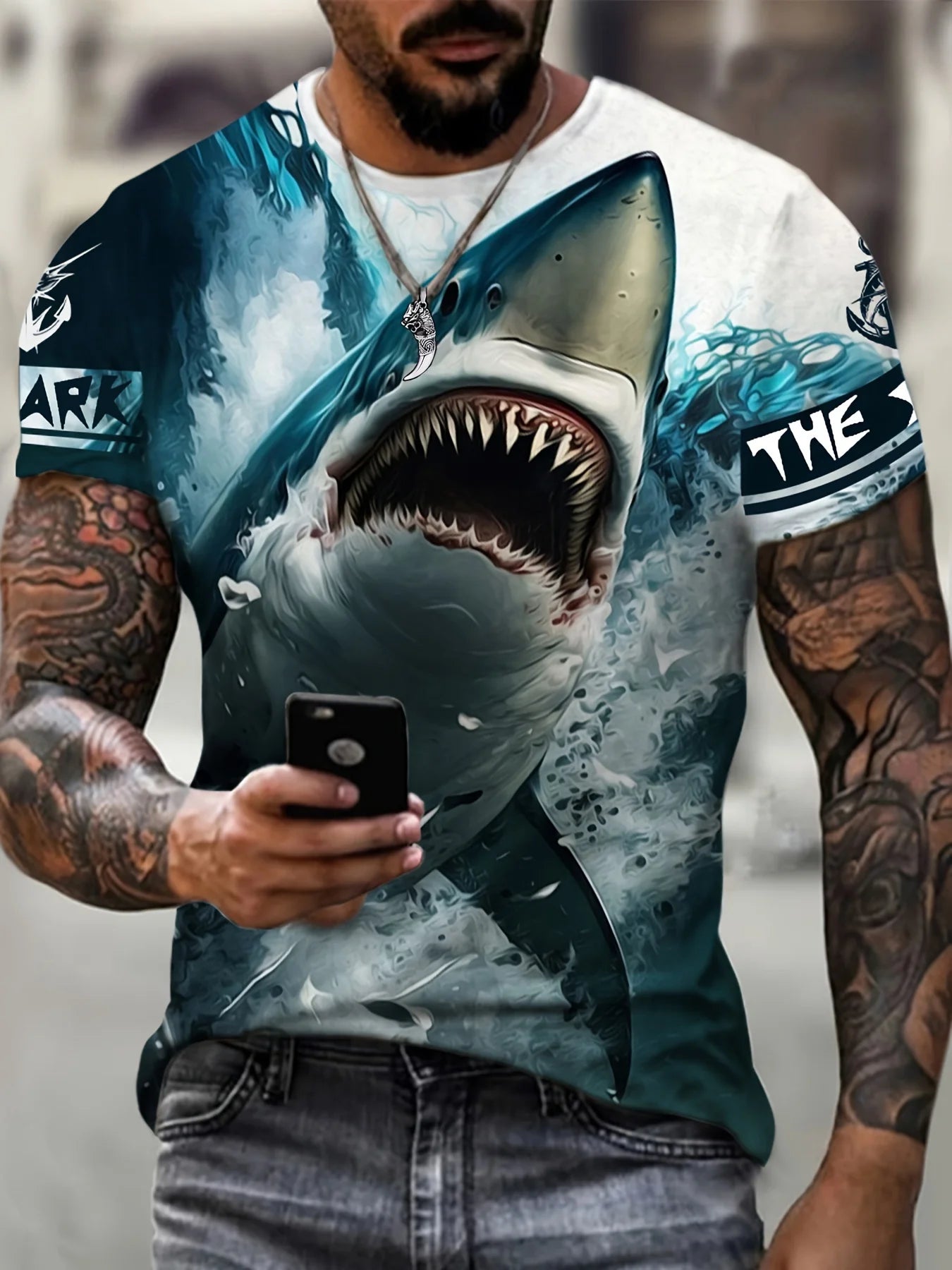 Plus Size Men’s Shark Graphic T-Shirt