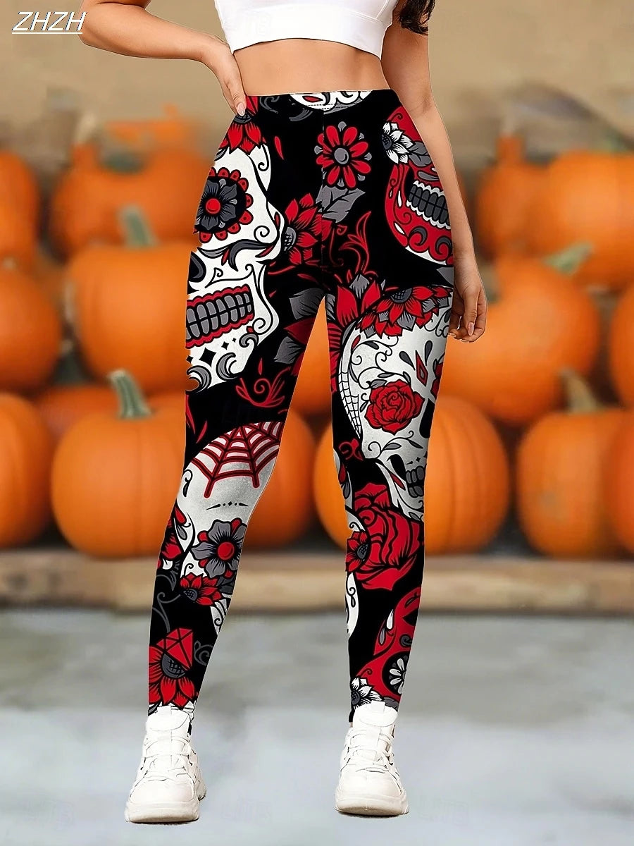 Women's Halloween Skull Print Leggings